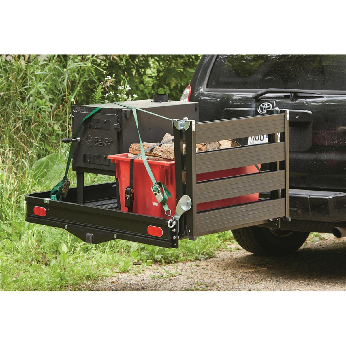 Guide Gear Vehicle Hitch Cargo Carrier, Pickup Truck Ramps Aluminum, Folding, 3-Position, Black