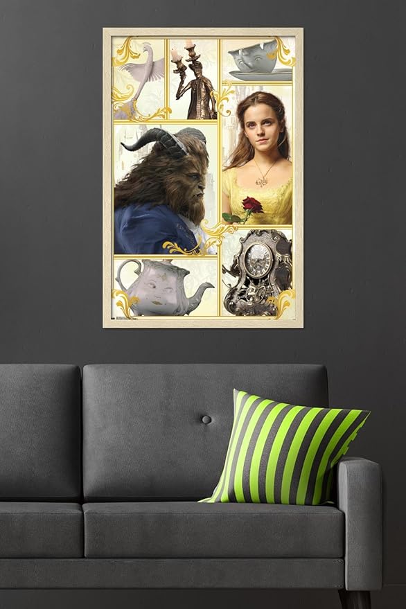 Trends International Disney Beauty And The Beast - Group Wall Poster, 34L x 22.4W, Blonde Framed Version