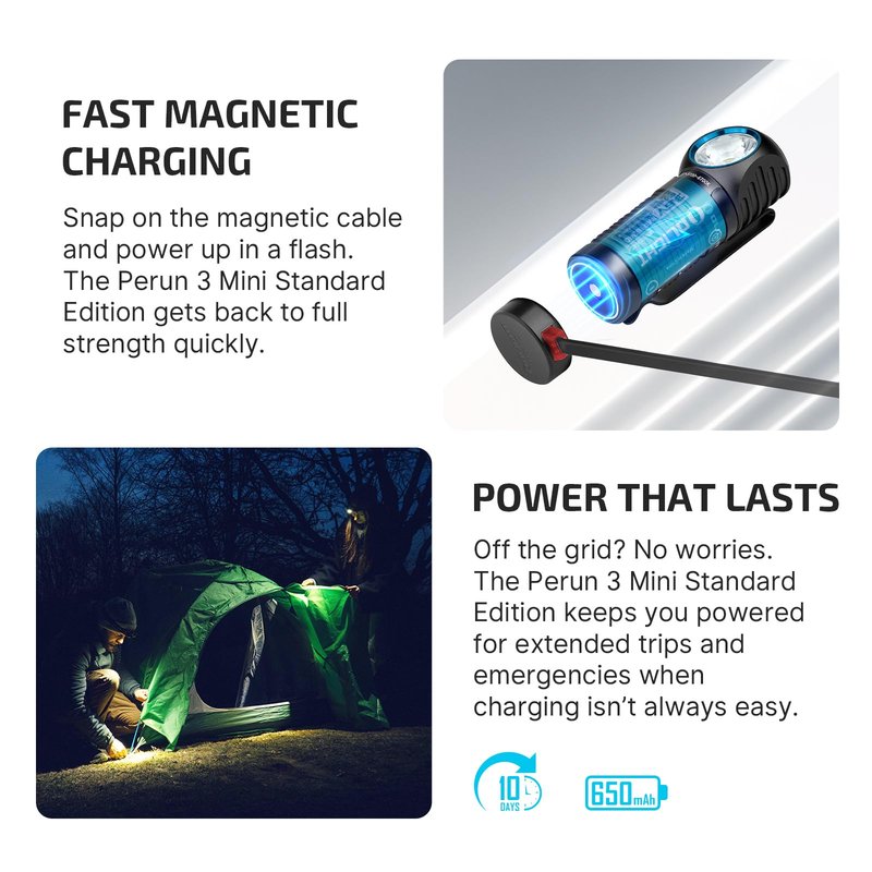 OLIGHT Perun 3 Mini Headlamp 1250 Lumens LED Head Flashlight,Rechargeable Headlight with Red Light Option,Perfect for Working, Hiking, Camping and Climbing (Cool White 5700K~6700K, Black)