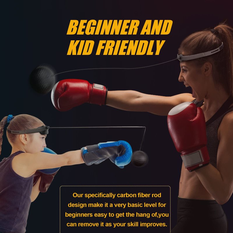 Hikeen Boxing Reflex Ball MMA Boxing Equipment 2 Difficulty Levels Adjustable for Adults and Kids Agility Training Punching Speed and Hand Eye Coordination Training