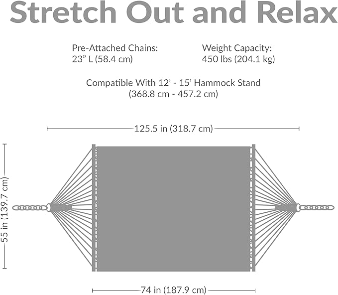 Sunnydaze Quilted Outdoor Hammock with Spreader Bars - Heavy-Duty 450-Pound Capacity Double Hammock for Outside - Canyon Sunset