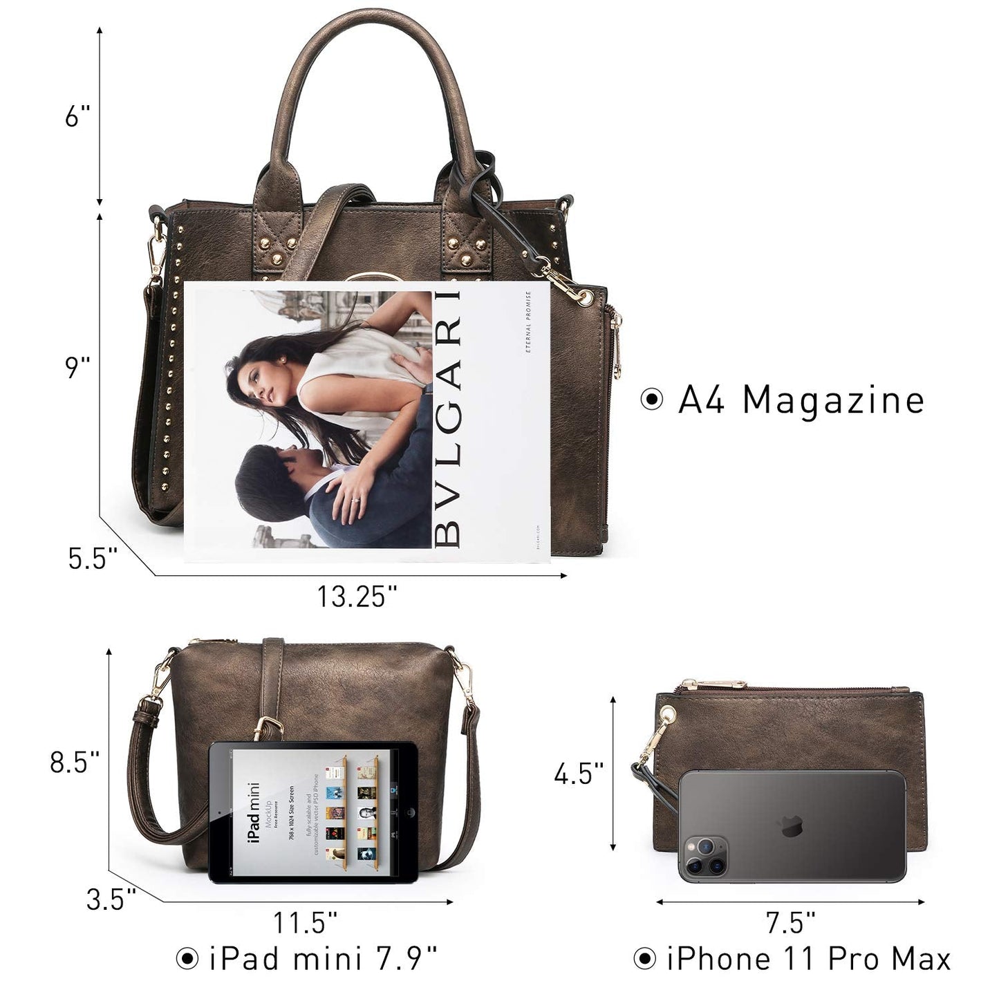 Dasein Purses Handbags for Women Tote Wallet Set Top Handle Satchel Shoulder Hobo Bag 3pcs