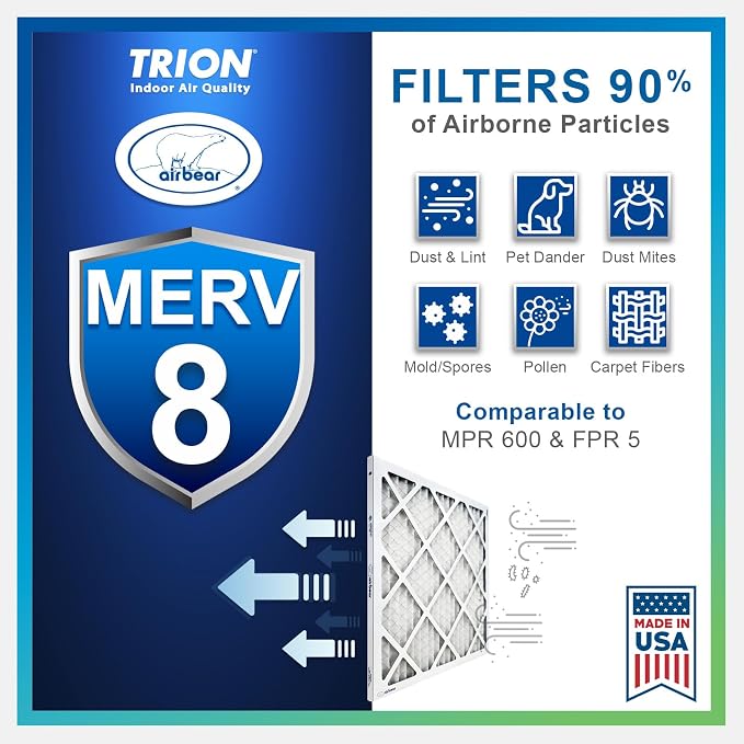 16x25x3 TRION Air Bear Cub Pleated HVAC Air Filter MERV 8