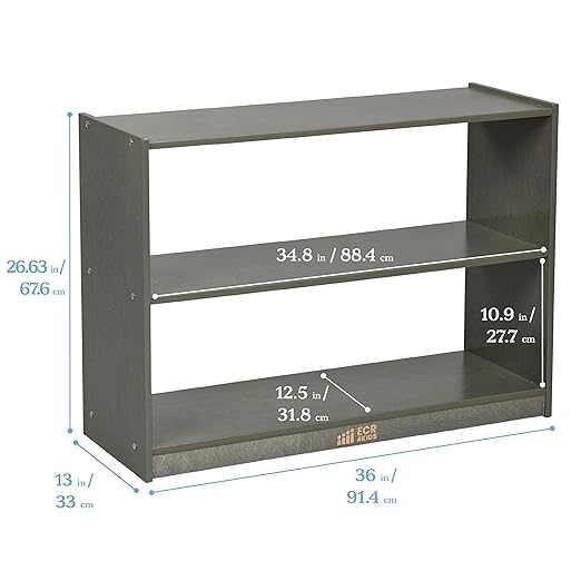ECR4Kids 2-Shelf Mobile Island Storage Cabinet, Classroom Furniture, Grey Wash