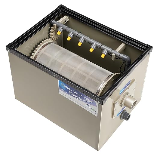 Rotary Drum Filter-3000GPH Canister Filter AC110-240V RDF Fully Automatic Water