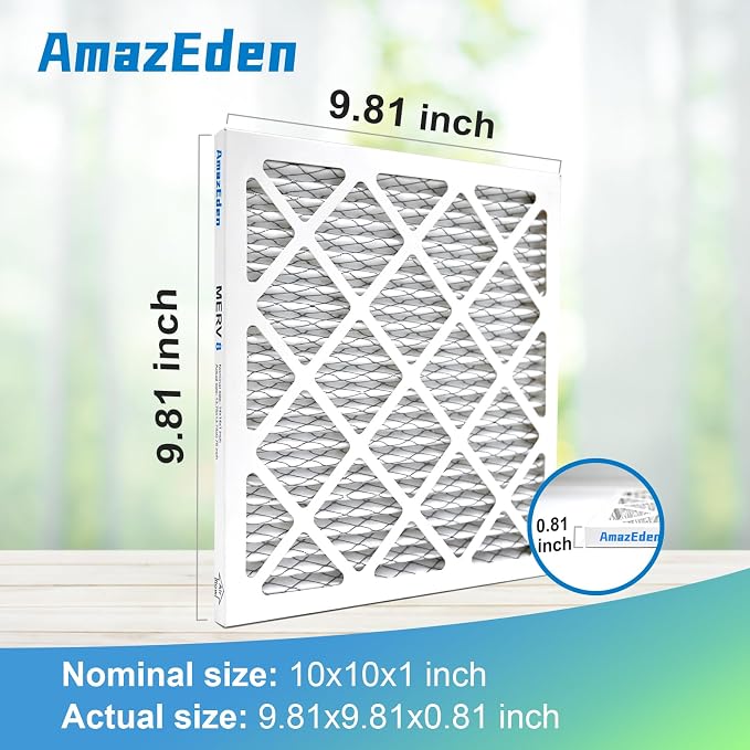 10x10x1 Air Filter 4 Pack MERV 8 Furnace HVAC AC Pleated Filters Dust Defense