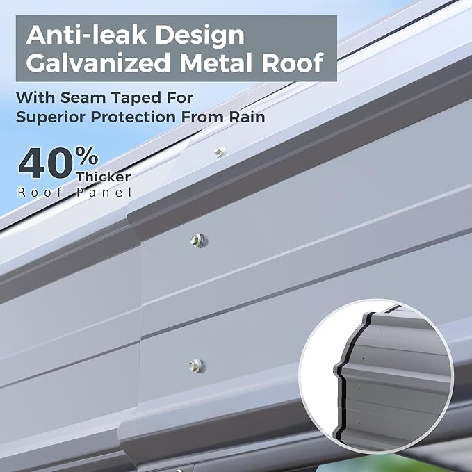 GREEN PARTY 20 x 20 ft Metal Carport Kits with Galvanized Steel Roof, Heavy Duty 2 Car Metal Carport Canopy, Outdoor Car Tent Metal Garage Shelter for Car, SUV, Truck and Boats, Gray