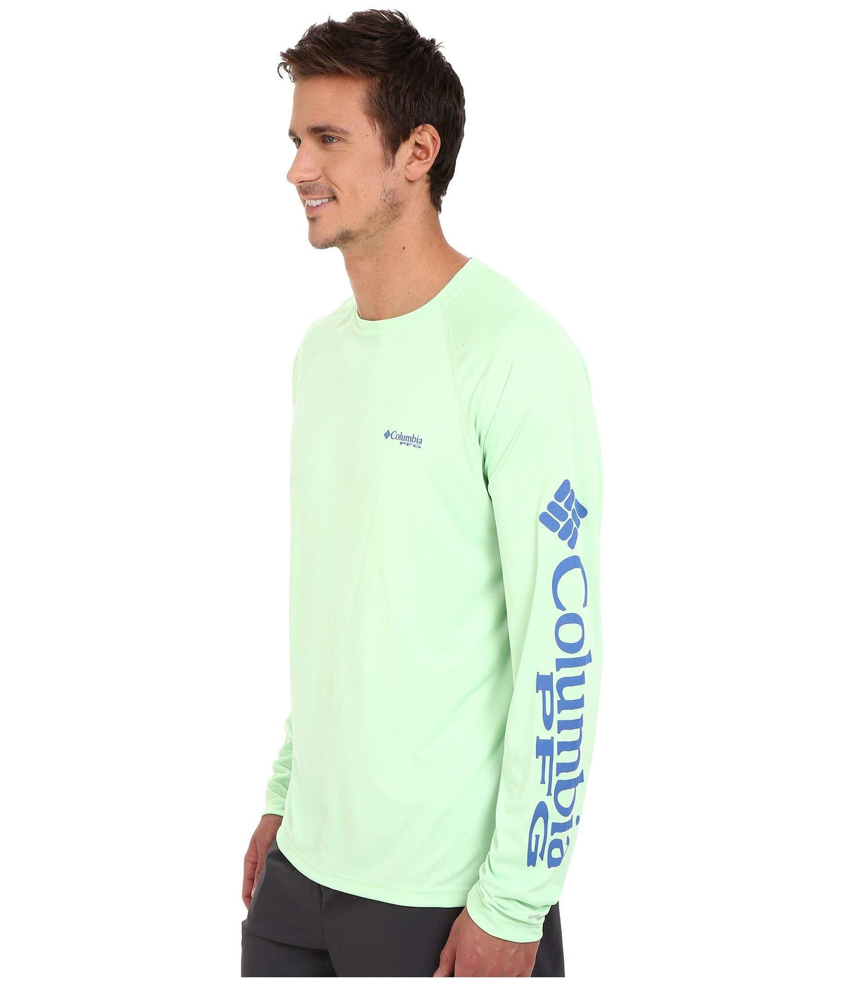 Columbia Men's PFG Terminal Tackle Long Sleeve Fishing Shirt, Key West/Vivid Blue Logo, Medium
