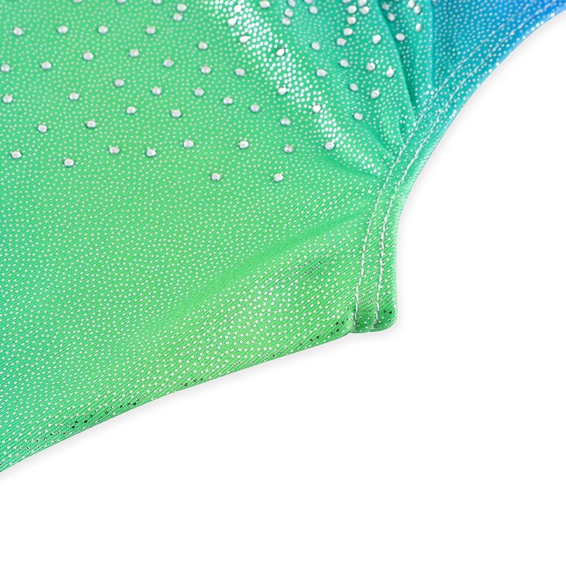Belovance Leotards for Girls Gymnastics 6 7 Kid Child Dance Outfit Gradient Rhinestone Green Purple Biketard (Gradient Blue Purple, 6-7 Years)
