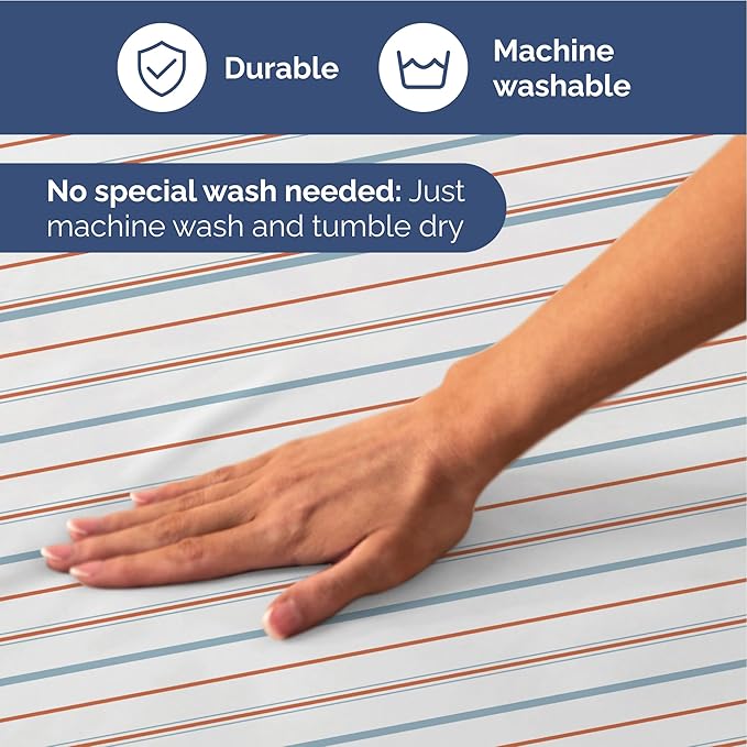 Striped Sheets - Red & Blue Striped Sheets - 1 Flat & 1 Fitted & 1 Pillowcase w/ Deep Pockets – Wrinkle & Fade Free - Ultra-Soft, Breathable & Cooling – Luxury Pinstripe Bedding - Twin XL Size Bed Set