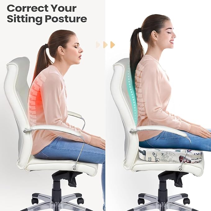Tailbone Pain Relief Cushion, Memory Foam Seat Cushion for Pressure Relief Coccyx Cushion for Sciatica Pain Ergonomic Seat Cushion for Office Desk Chair