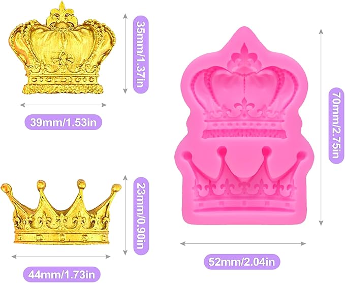 ZeriLion Baroque Fondant Molds Set - 3 Pcs with Crown, Vintage Photo Frame Shapes for Cake Decorating, Cupcake Toppers, Gum Paste, Chocolate, Candy, Polymer Clay Making