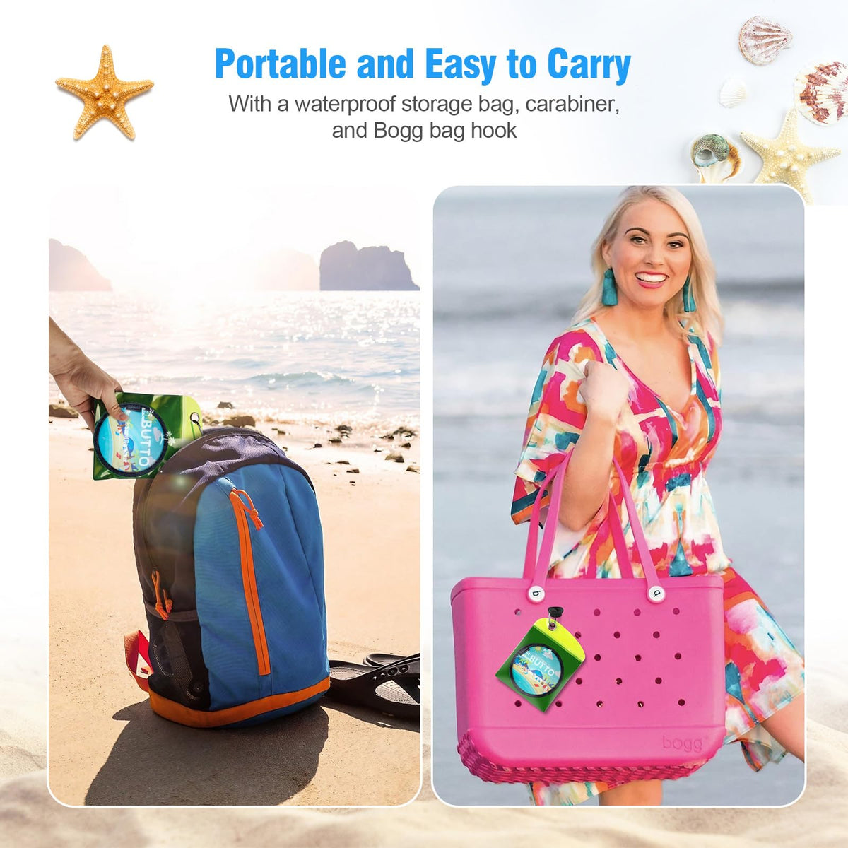 BUT TO Talc-Free Double Capacity Sand Remover for Beach - Gentle on Skin Instant Sand Removal Bag with Natural Ingredients - Beach Essentials & Accessories for Vacation Travel and Cruise