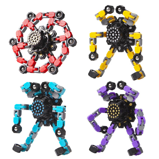 Gokeey Transformable Fidget Spinners 4 Pcs for Kids and Adults Stress Relief Sensory Toys for Boys and Girls Fingertip Gyros for Party Favors Stocking Stuffers Bulk for Kids
