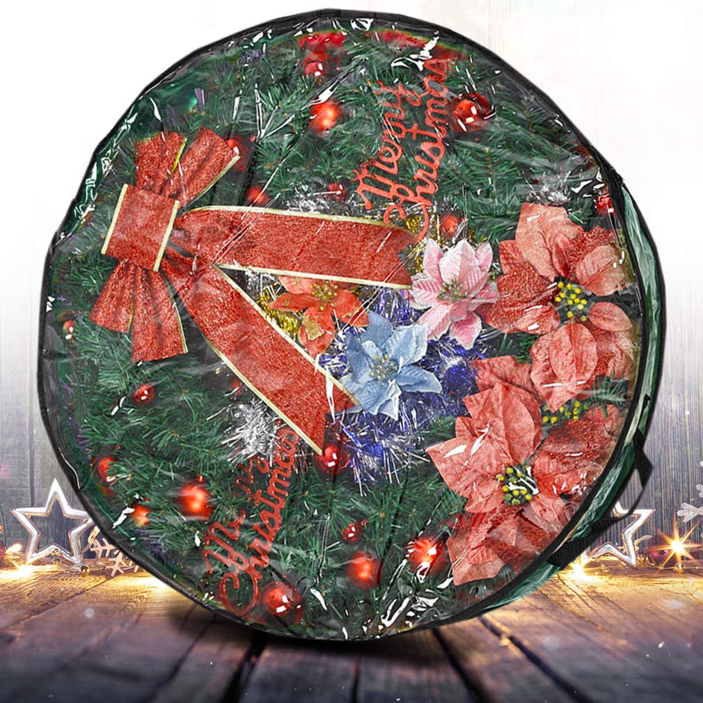 Propik Christmas Wreath Storage Bag 36" - Garland Holiday Container with Clear Window - Tear Resistant Fabric - 36" X 36" X 8" (Green)
