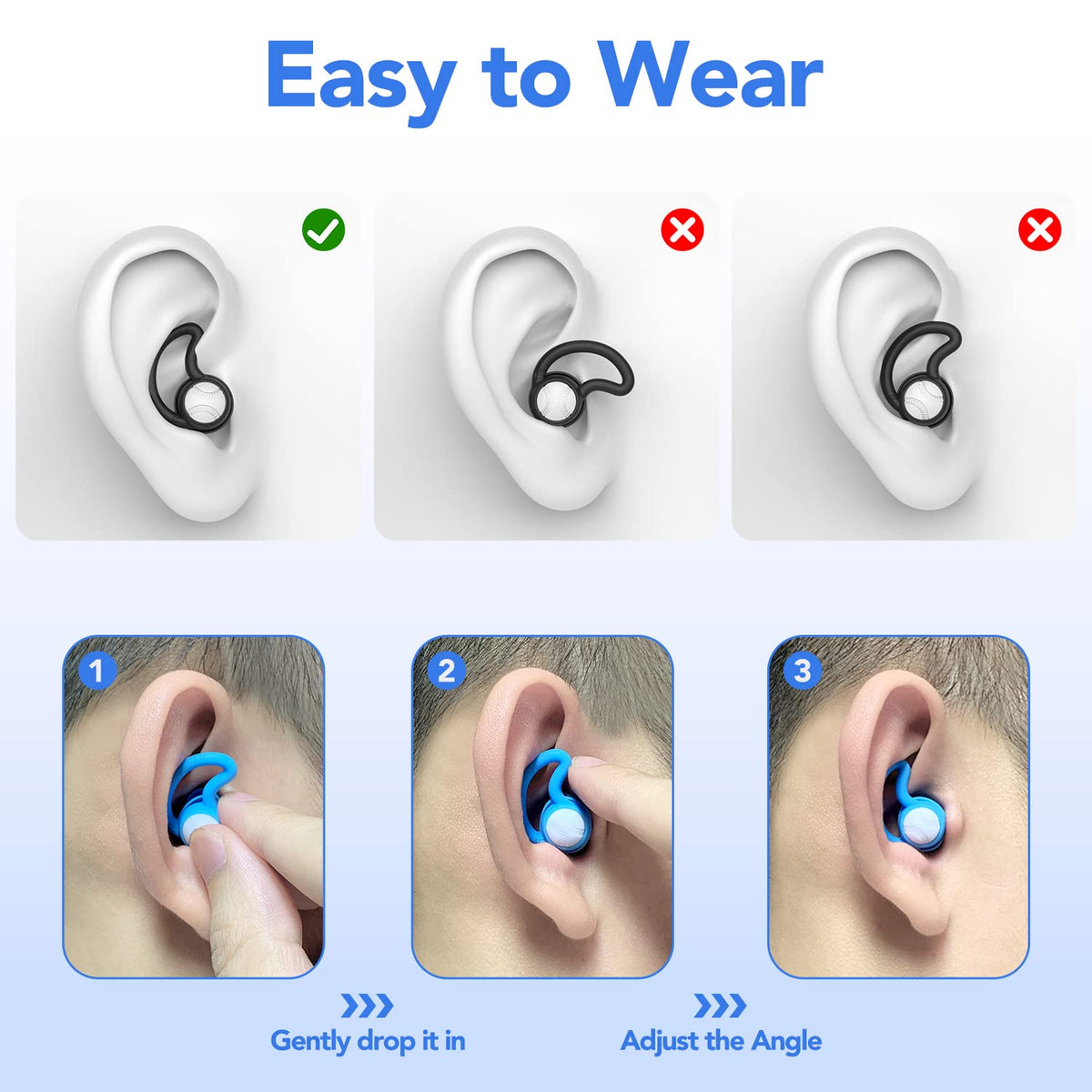 Swimming Ear Plugs Waterproof Earplugs - 2 Pairs Silicone Swim Ear Plugs for Adult Kids, Water Sports Earplugs for Showering, Bathing, Surfing - Keep Ear Water Out
