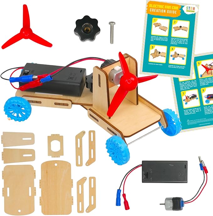 Propeller Car Kit, 1 Pack, Build a DIY Motorized Fan-Powered Car, Complete STEM Project for Kids with Instructions, Ages 8 and up