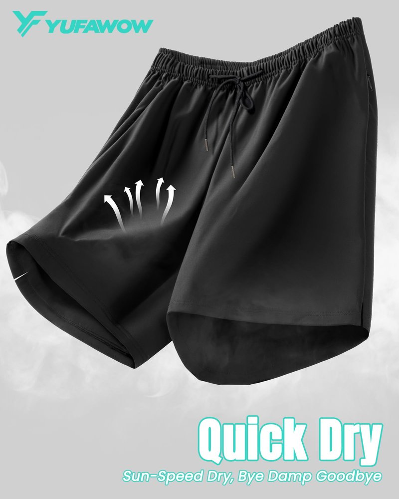 7 Inch Men Swim Trunks mid-thigh Compression Liner Quick Dry Male Swimwear Bikini Swimsuit Bathing Suit Beach Water Shorts Board Surf Track Training Jogger Active Walking Wear Attire Outfit Apparel
