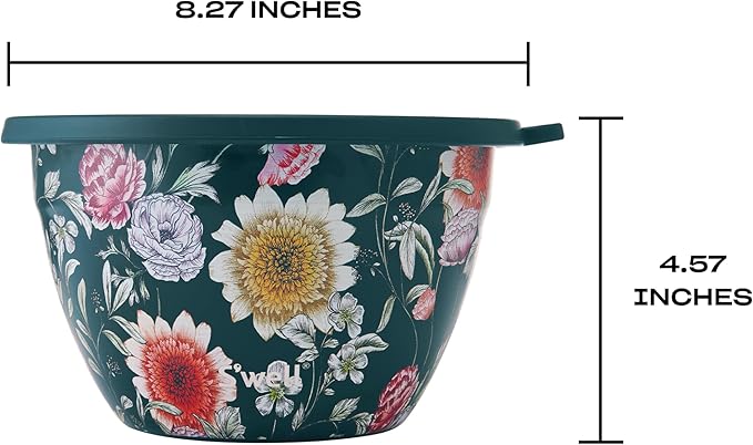 S'well Stainless Steel Salad Bowl Kit 64oz, Midnight Botanical, Comes with 2oz Mini Canister and Removable Tray for Organization, Leakproof, Easy to Clean, Dishwasher Safe