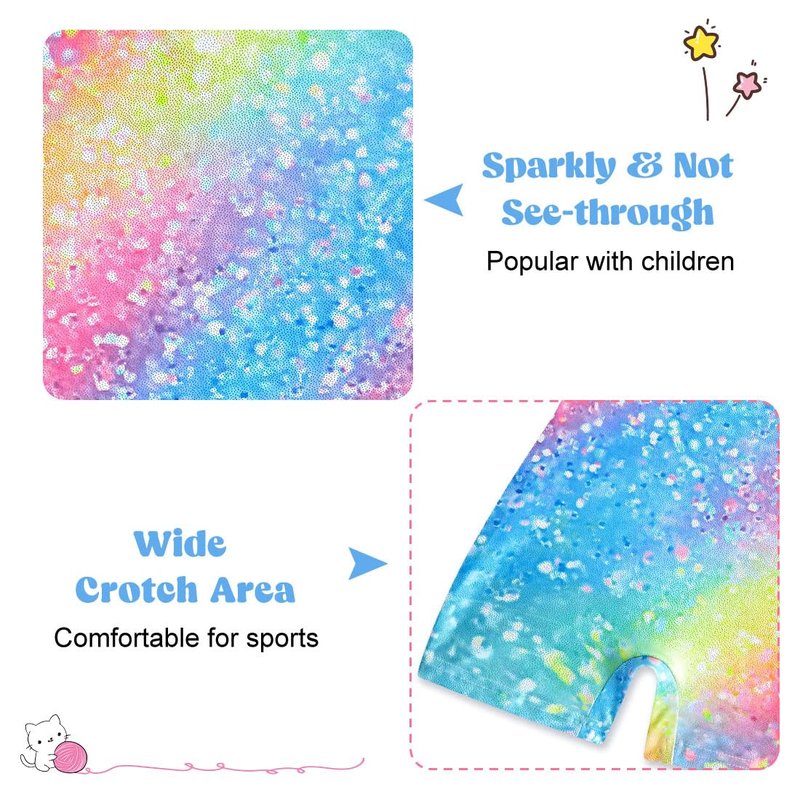 Funnycokid Gymnastics Leotards for Girls Dance Clothes Sparkly Outfits Unitard with Shorts, diamond 01, 7-8 Years