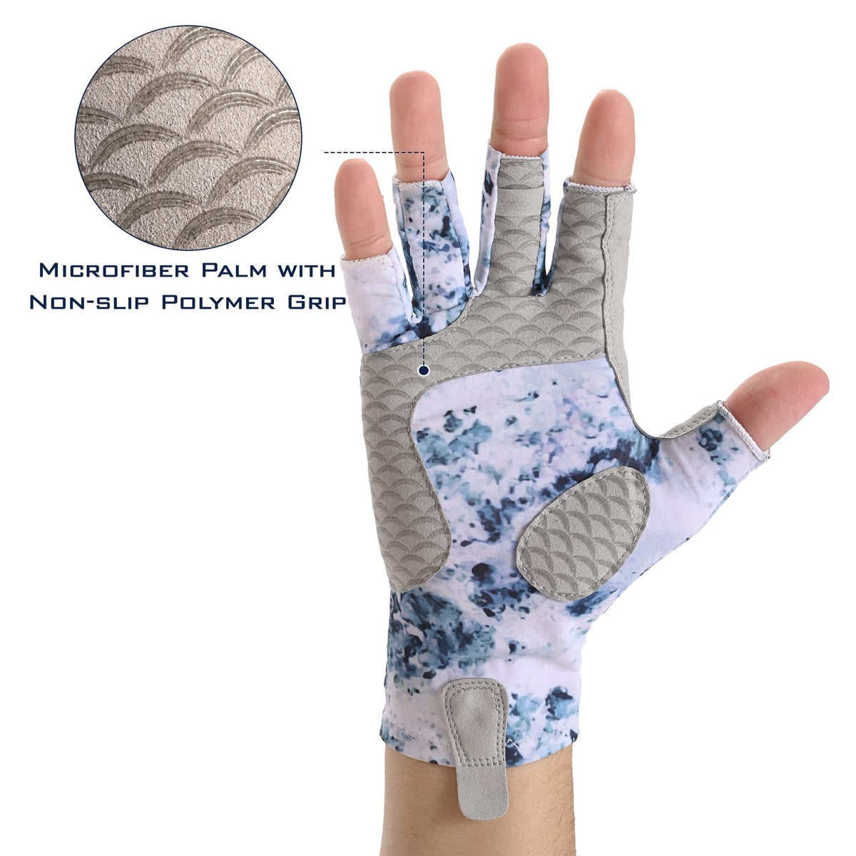 KastKing La Sal Fishing Gloves UPF50+ Sun Gloves UV Protection Fingerless Gloves Men Women for Outdoor, Kayaking, Rowing, Paddling, Canoeing, Hunting