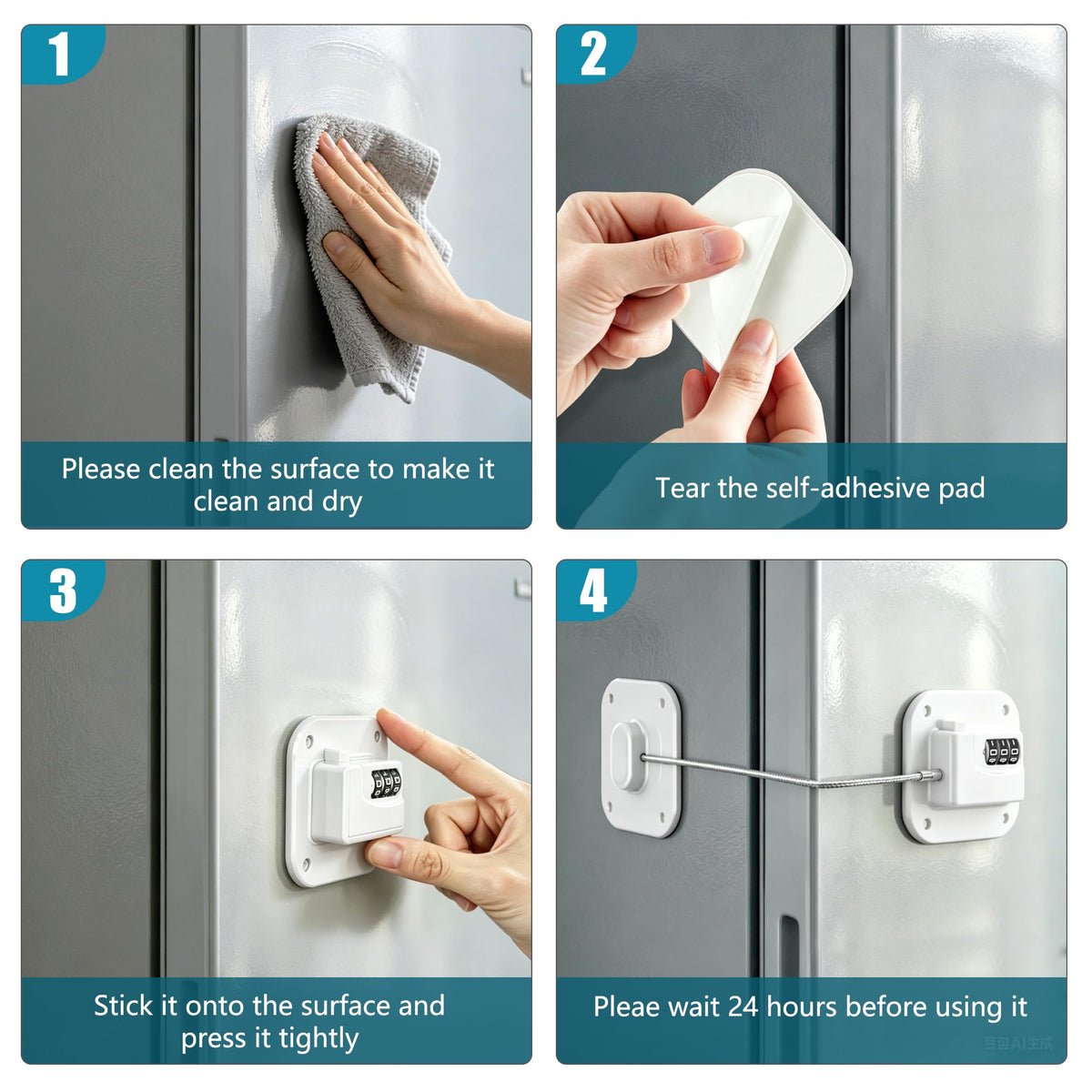 Refrigerator Lock,Fridge Locks for Kids,Freezer Lock with Combination for Refrigerators,Drawers,Cabinets,Closets,Lockers and More,Safety Portable No Keys Needed & Easy to Install White 2-Pack