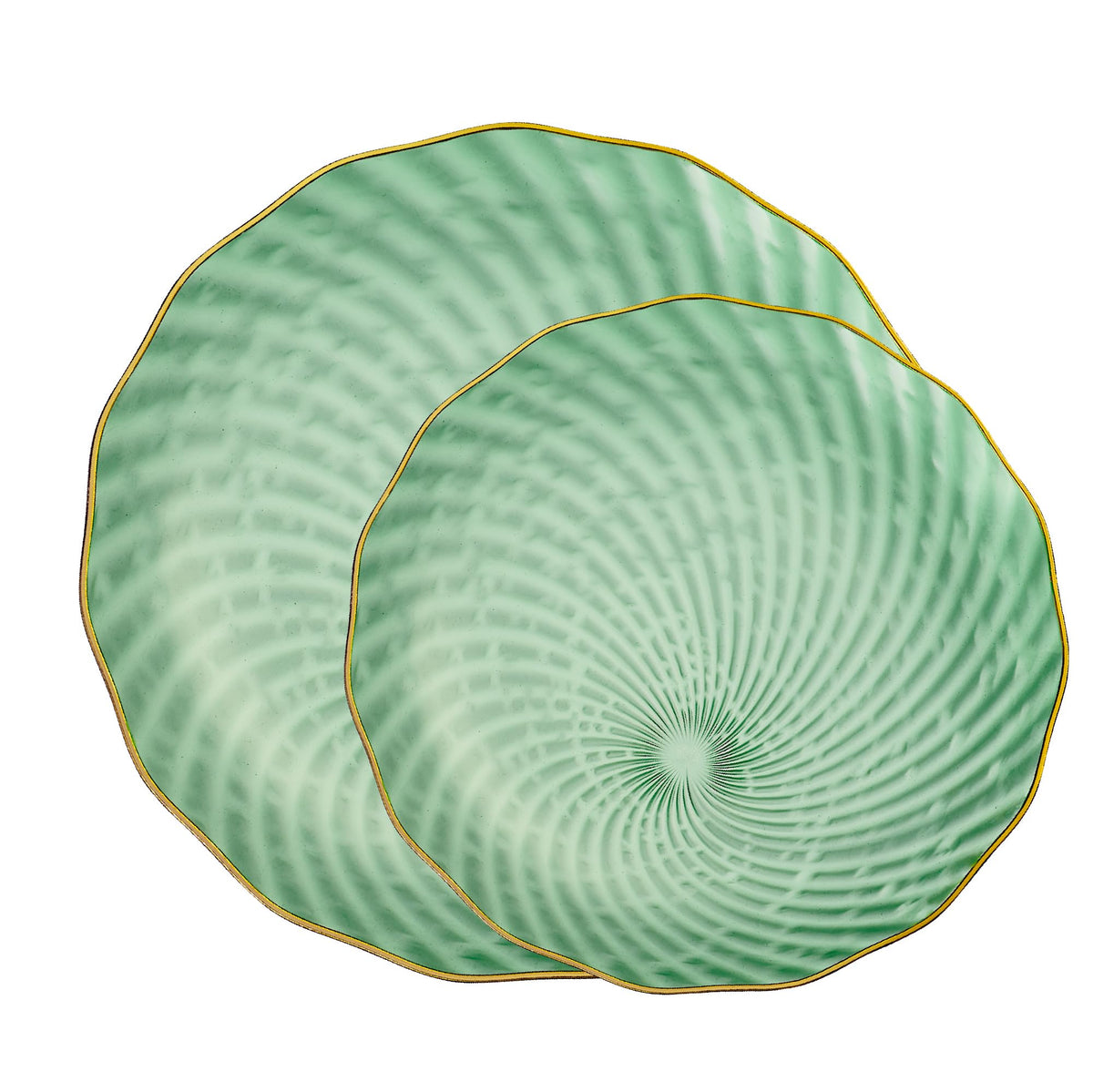 PLASTICPRO 60 Pack Plastic Plates Set of 30-10 inch Plates and 30-7 inch Plate, Elegant Clear Pink Spiral and Gold Rim Disposable Fancy Dishes Heavyweight