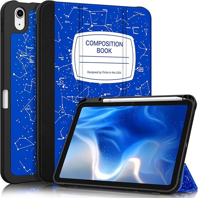 Fintie SlimShell Case for iPad (A16) 11th Generation 11 Inch (2025), iPad 10th Generation 10.9 Inch (2022) - Flexible Soft TPU Stand Back Cover with Pencil Holder, Constellation Blue