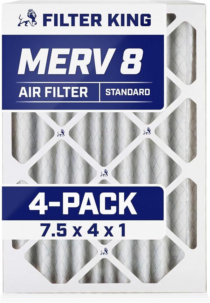 Filter King 7.5x4x1 Air Filter | 4-PACK | MERV 8 HVAC Pleated A/C Furnace
