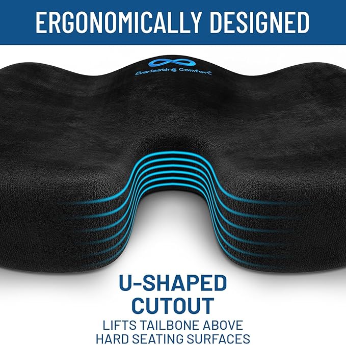 Everlasting Comfort Lumbar Support Pillow with Seat Bundle - Premium Memory Foam Office Chair Cushions for Enhanced Posture, Support, All-Day Comfort - Multi-Use for Car, Desk Chair, Gaming Chair