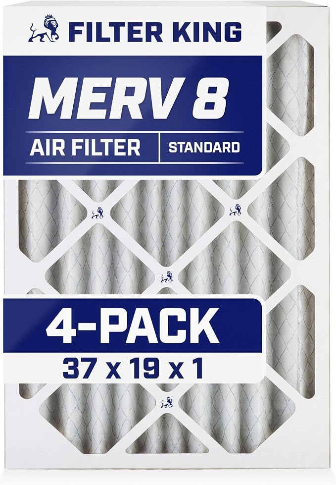 Filter King 37x19x1 Air Filter | 4-PACK | MERV 8 HVAC Pleated A/C Furnace