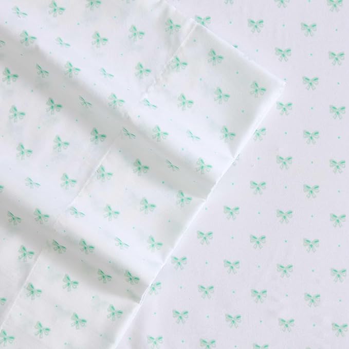 Laura Ashley Kids - Full Sheet Set, Soft & Wrinkle-Resistant Toddler Bedding Set, Deep Pockets, Girl Bed Sheets with Matching Fitted Sheet & Pillowcases (Lovely Bows Blue)