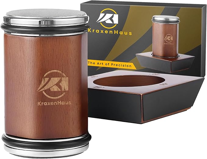 KraxenHaus Tumbler Rolling Knife Sharpener Kit – Magnetic Manual System with 4 Angles & Walnut Base Diamond & Ceramic Discs | Kitchen Knife Sharpening Tool | Interchangeable, Easy & Safe Design