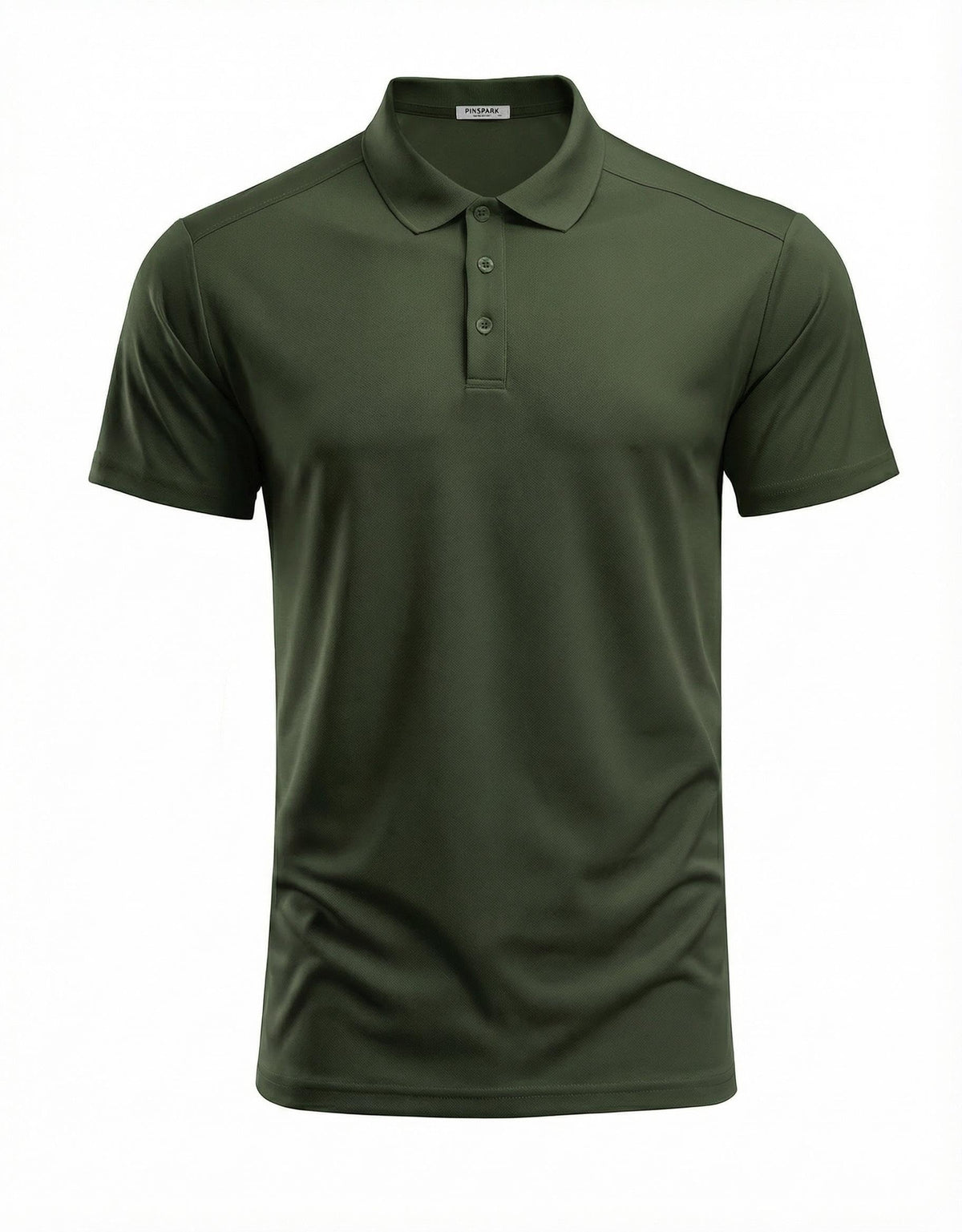 PINSPARK Men's Golf Polo Shirts Moisture Wicking Quick Dry Performance Short Sleeve Collared Shirt Slim Fit Athletic Polos Army Green