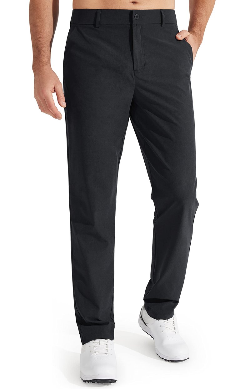 Libin Mens Golf Pants Stretch Work Dress Pants 30" Quick Dry Lightweight Business Casual Pant for Men Comfy Water Resistant, Black, 44W x 30L