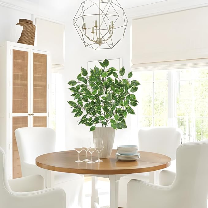 Ficus Leaves Artificial Branches 41.3" Faux Ficus Tree Branches Fake Greenery Plant Spray for Tree DIY Arch Wedding Bouquet Wreath Wall Decor - 3PCS