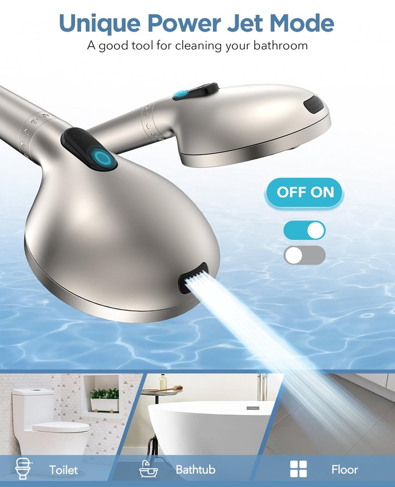 MakeFit Filtered Shower Head with Handheld-10 Modes High Pressure Showerhead with Built-in Power Wash,Long 71-inch Hose & Adjustable Bracket, Water Softener Filter Beads for Hard Water-Remove Chlorine