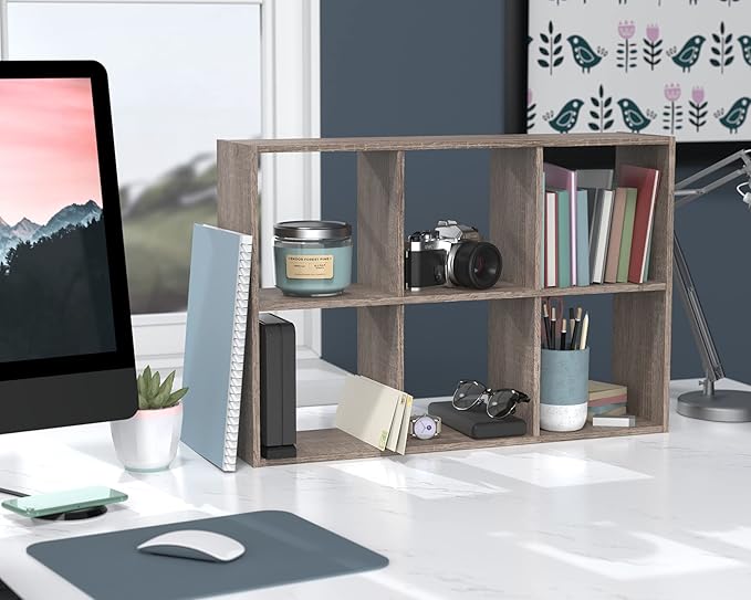 ClosetMaid Mini 6-Cube Desktop or Wall Mount Organizer, Weathered Teak