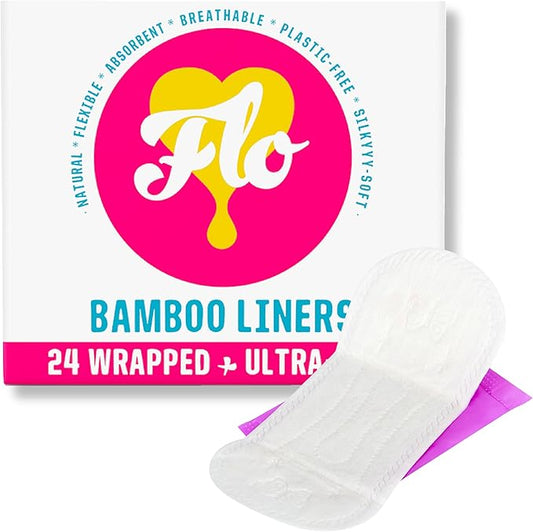 Flo Bamboo Daily Panty Liners Wrapped + Ultra Thin (24 liners)