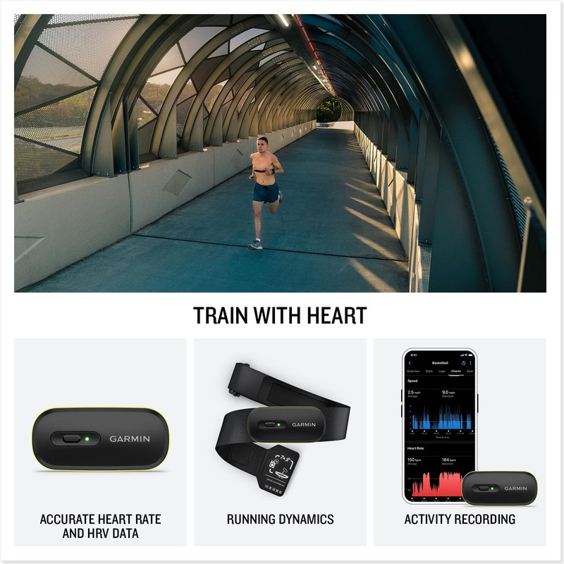 Garmin HRM 600 Chest Strap Heart Rate Monitor, M-XL Bundle with USB3.0 to Type-c Female Adapter Space Gray + More