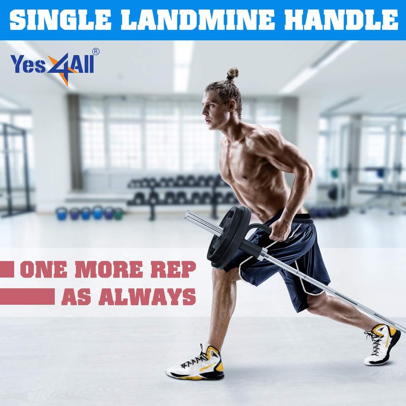 Yes4All Single Arm Landmine Handle for 2-inch Olympic Barbell - Anti Slip Handle (2.87), Black Single Landmine Handle