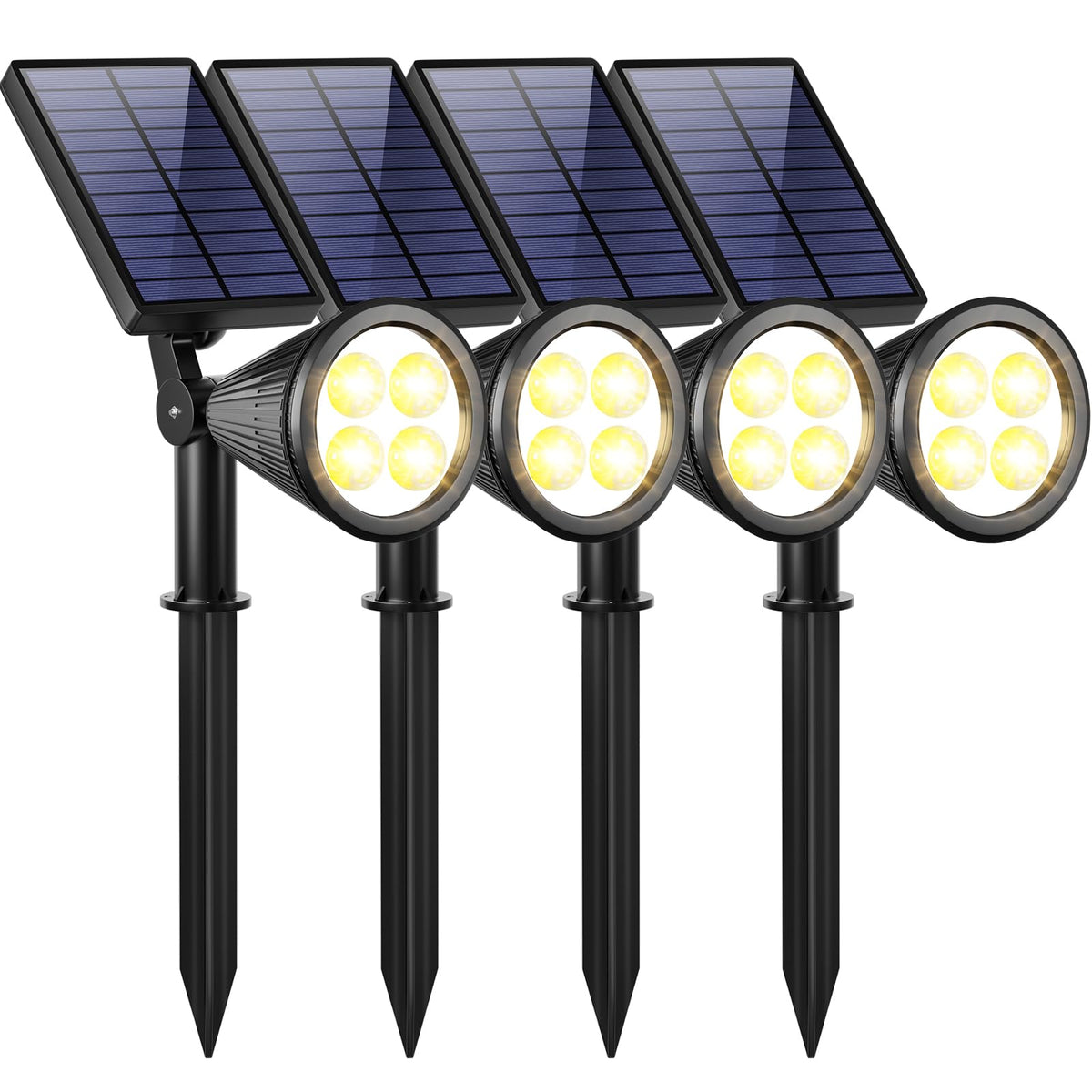 URPOWER Solar Lights Outdoor, 2-in-1 Solar Spot Lights Waterproof with 2 Lighting Modes, Adjustable Solar Powered Spotlights Auto On/Off Landscape Lights for Yard Garden Pathway, 4 Pack (Warm White)