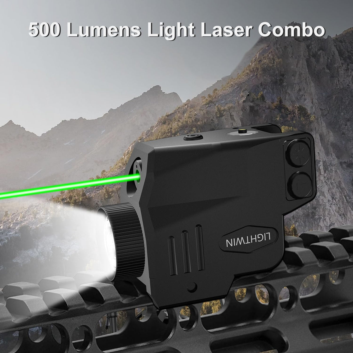 Magnetic Rechargeable 500 Lumens Pistol Light Laser Combo, Green Laser Beam, Strobe & Steady Function for Tactical Flashlight with Picatinny Rail