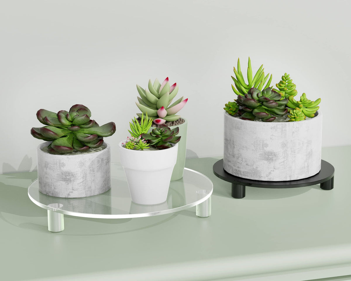 HEMYLU Acrylic Risers for Décor, 10 Inch Round Clear Pedestal Stand for Indoor Plant Holder, Decorative Modern Acrylic Tray for Bathroom, Counter and Home, 10-inch Clear