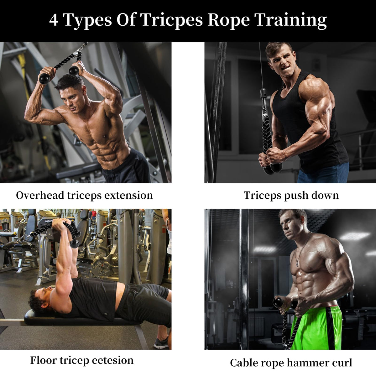 AWEFRANK Deluxe Tricep Rope Pull Down Cable, 27 & 36 Inch Rope Length, Easy to Grip & Non-Slip Cable Attachment for Gym Workout Exercise