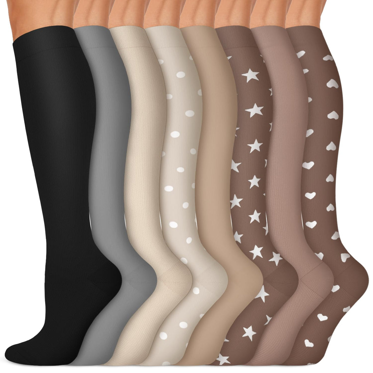 Copper Compression Socks 15-20 mmHg for Men & Women 8 Pairs – Circulation Support for Nurses, Travel, Running, Hiking, Soccer,Gift,Pregnant, Nurses(L/XL)