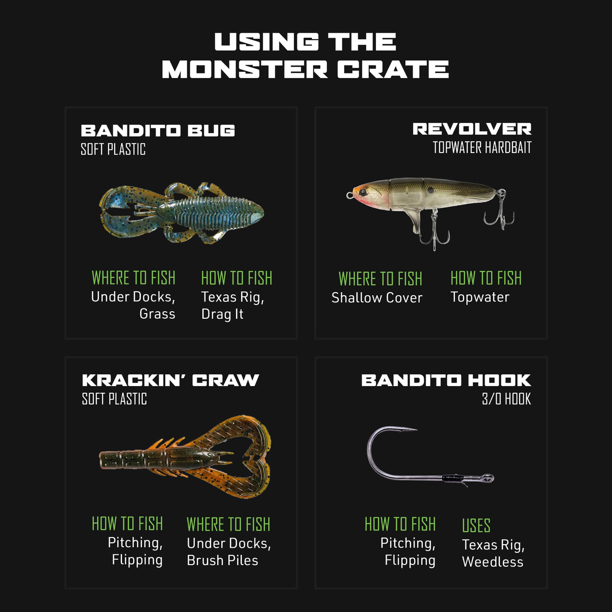 GOOGAN Squad Monster Crate - Ultimate Bass Fishing Lure Kit & Tackle Box