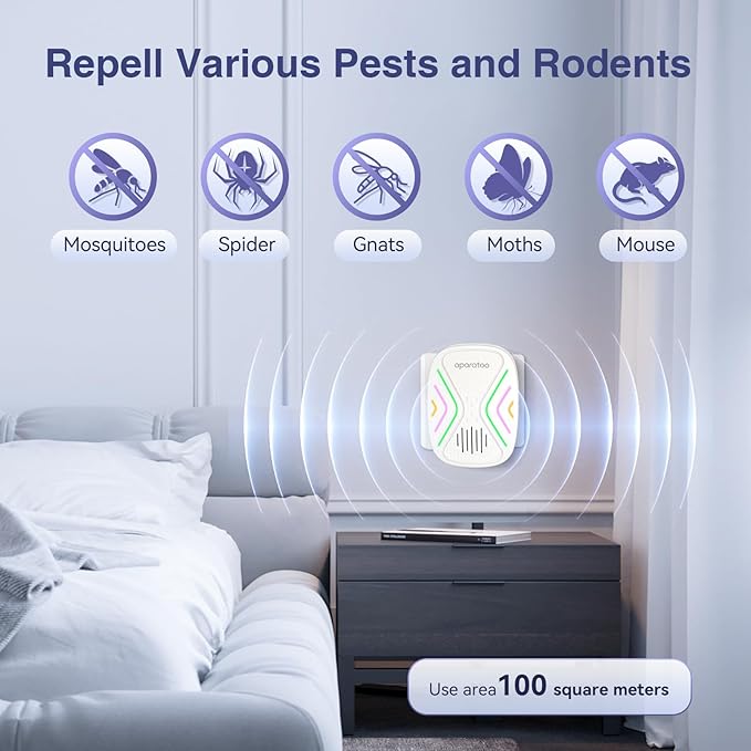 Tiptop Home Mouse Repellent Insect Repellent Plug-in Electronic Pest Repellent, Mouse Deterrent Pest Repeller for Rodents, Cockroach, Mosquito, Spider, Bugs, Mice 4 Packs, white03, ssd-01
