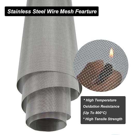 304 Stainless Steel Mesh 100Mesh, 15.7"x47.2" Metal Mesh Screen, Woven Fine