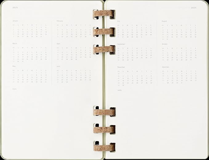 Moleskine Spiral 12 Month 2025 Solar Year Planner, Hard Cover, Large (5" x 8.25"), Kiwi, 200 pages